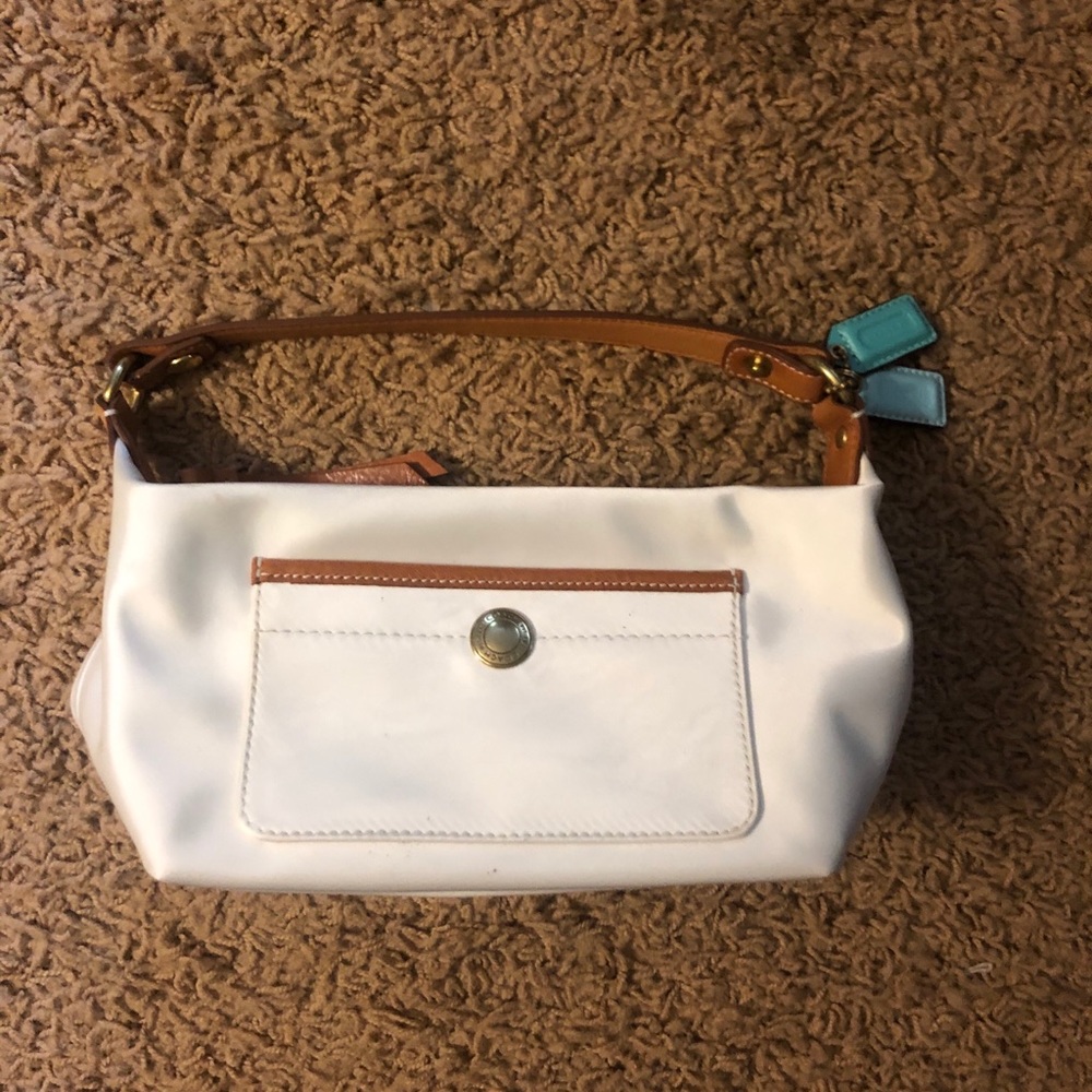 White Satin Coach Mini Purse EUC